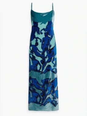 NWT Salvatore Ferragamo Draped Printed Devoré-Velvet Dress